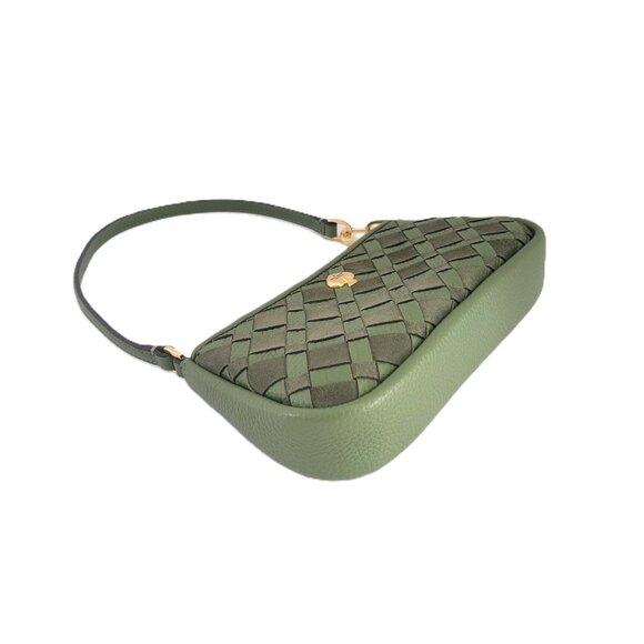 Kate Spade KM148 Kayla Woven Leather Convertible Wristlet Handbag Cedar Stand - Picture 7 of 8